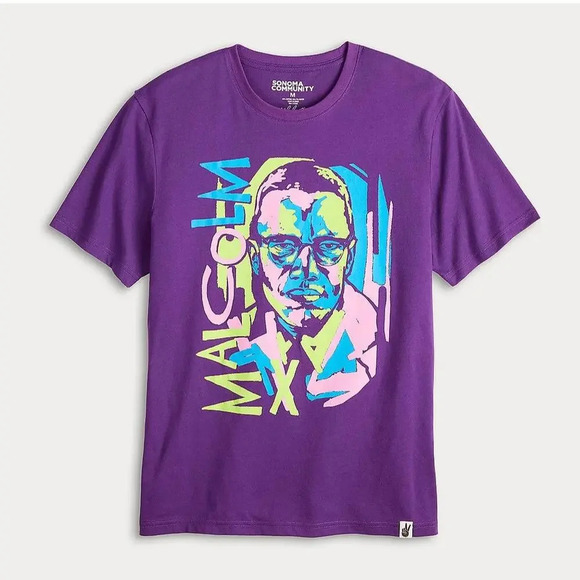 NWT Sonoma Community Black History Month Malcolm X Graphic Tee Plum XL - Picture 10 of 15